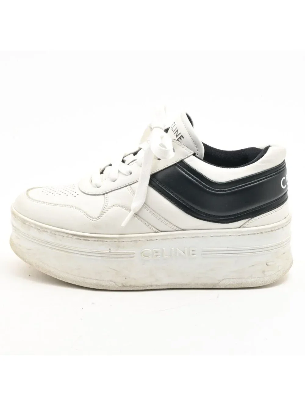 Celine Sneakers White Black Platform Leather